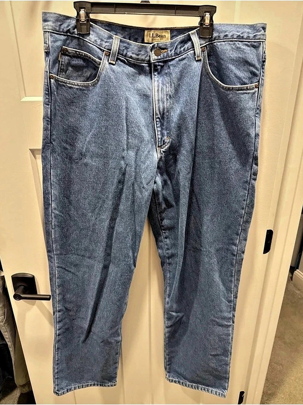 L.L.Bean Classic Fit Men's Cotton Jeans Waist 40 x 32 Flannel Lined